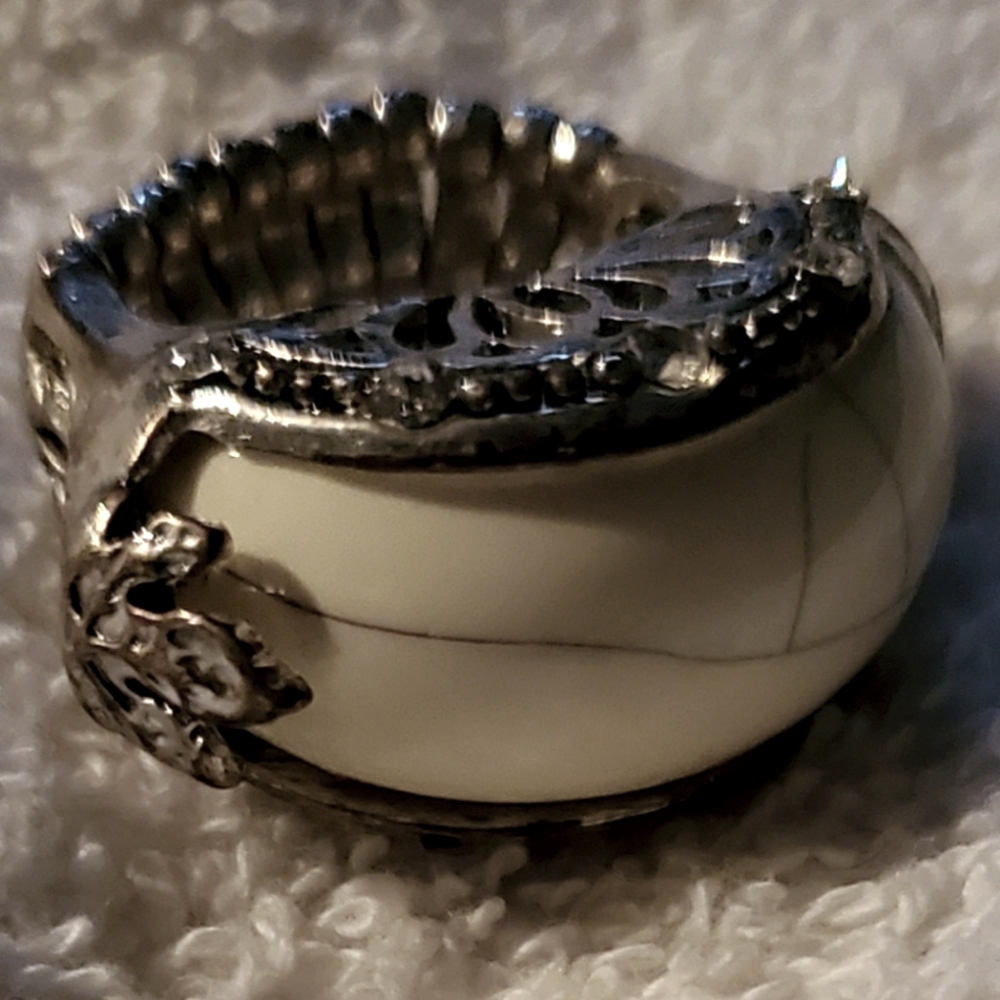 Silver Ivory Stone Ring
